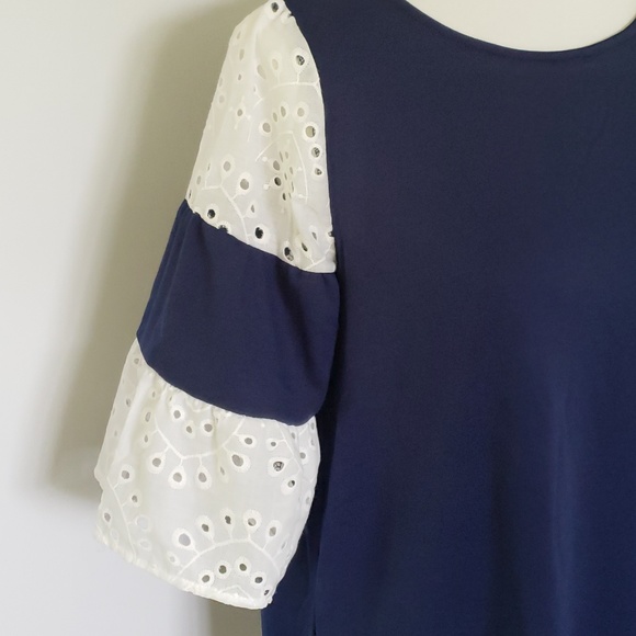 Navy Bell Sleeve Blouse - Picture 7 of 7